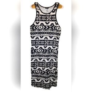 Express Black and White Geometric Midi Dress